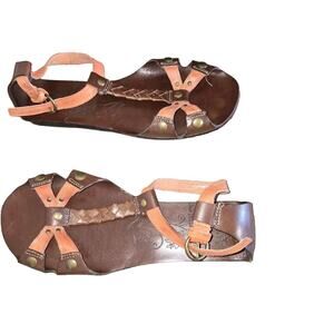 Matisse Brown Orange Vero Cuoio Leather Sandals Size 7.5 Made In Brazil